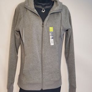 NWT Gray Fleece Tek Gear S Front Zip Hooded Jacket